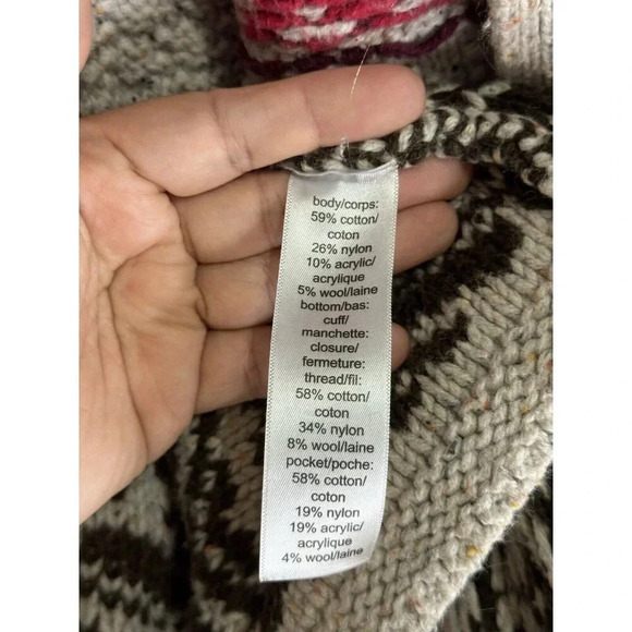 MAURICES Women Sweater Neutral Cardigan Chunky Open Knit Wool Blend Aztec Medium - Picture 6 of 9